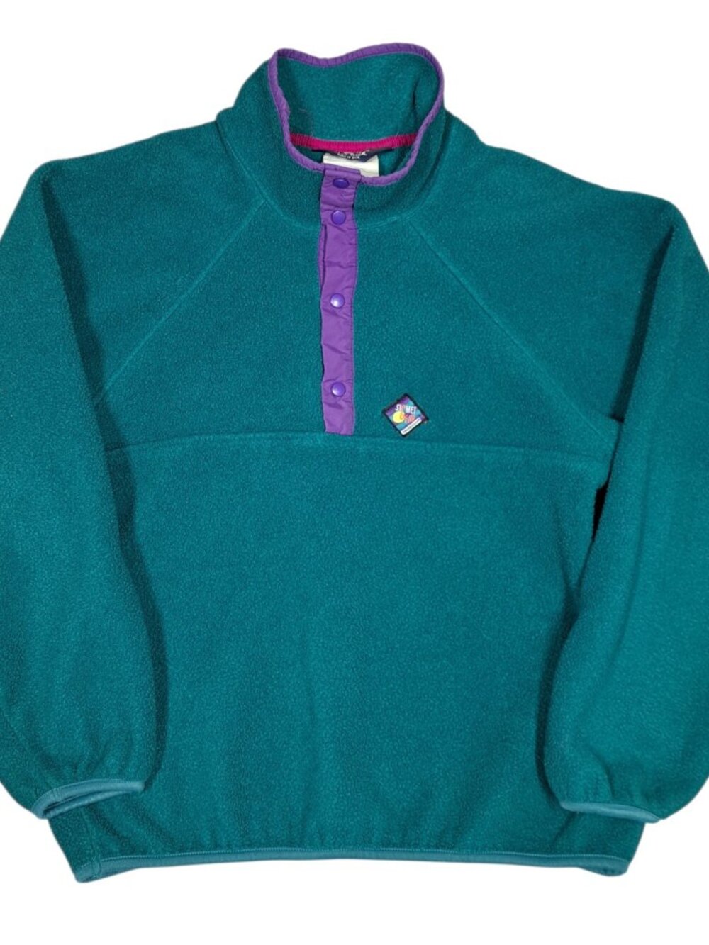 Vtg Mens Woolrich 90s Fleece Jacket Sigmet-Gear M Teal Purple Pullover USA Boxy